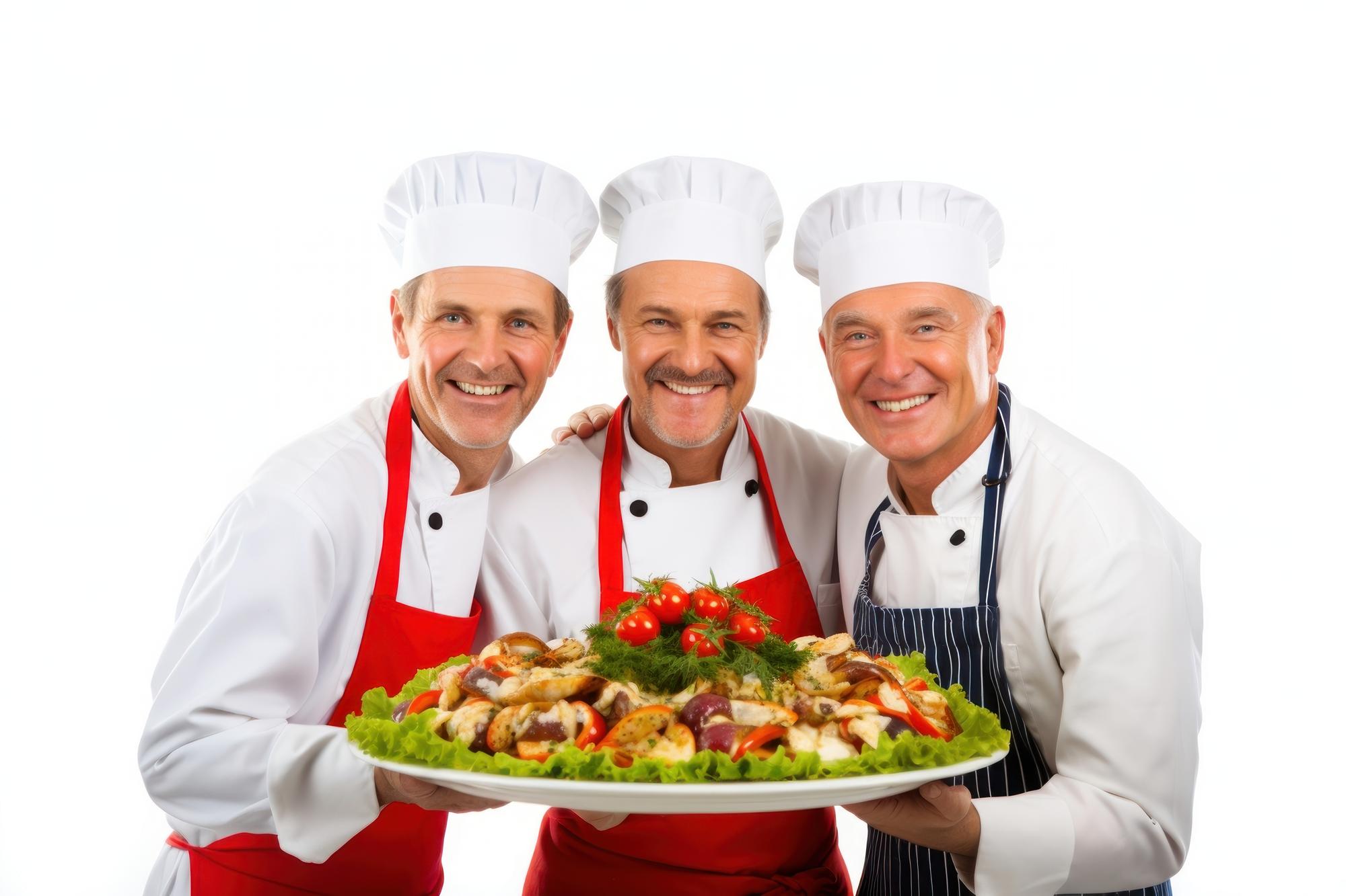 Smiling participants posing with plated dishes